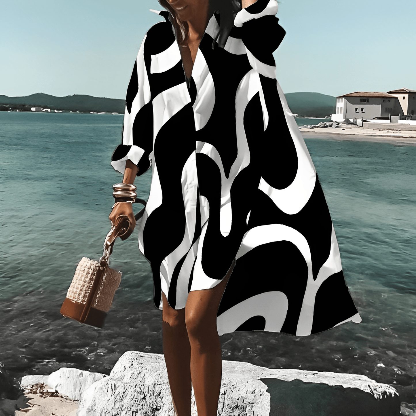 Elle&Vire® - Unique Print Knielanges Kleid