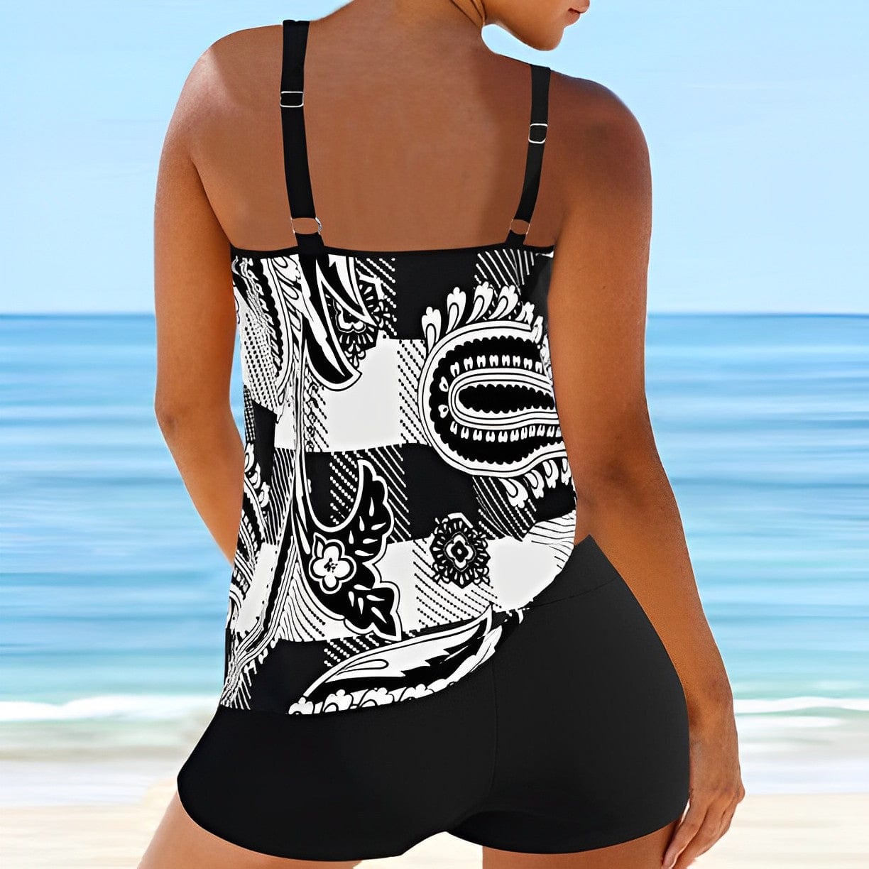 Beau Ami® - Schwarz gemustert Stylischer Tankini