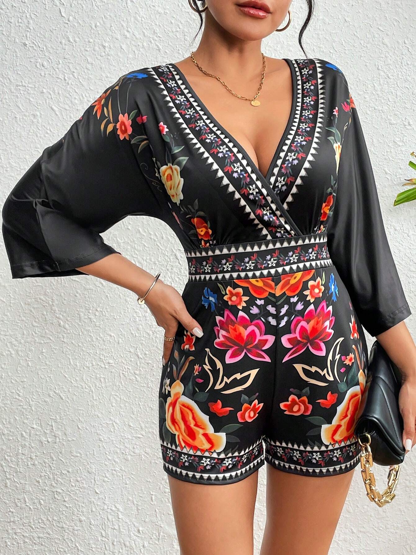 CATHY - Eleganter Blumenprint-Romper