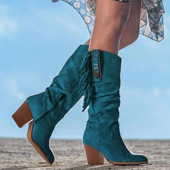 COLINE - Western-Stiefel aus Denim mit Quaste