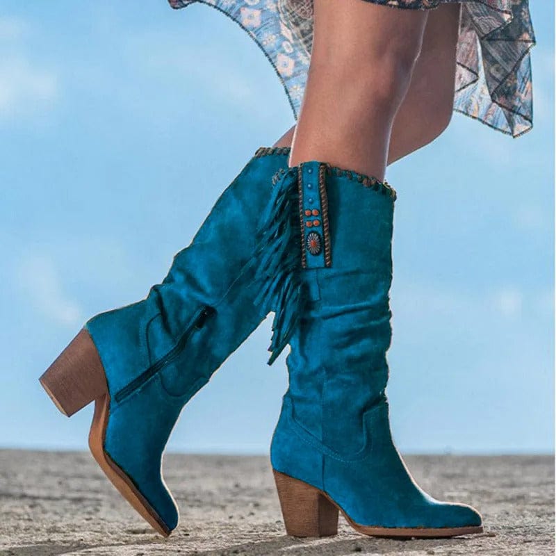 COLINE - Western-Stiefel aus Denim mit Quaste