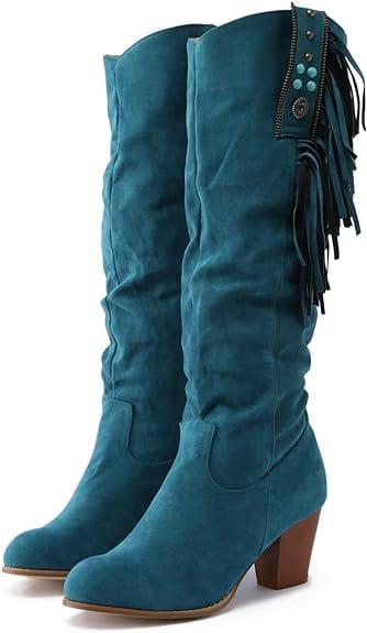 COLINE - Western-Stiefel aus Denim mit Quaste