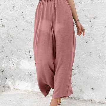 DAREEN - Hose mit geraffter, elastischer High-Waist