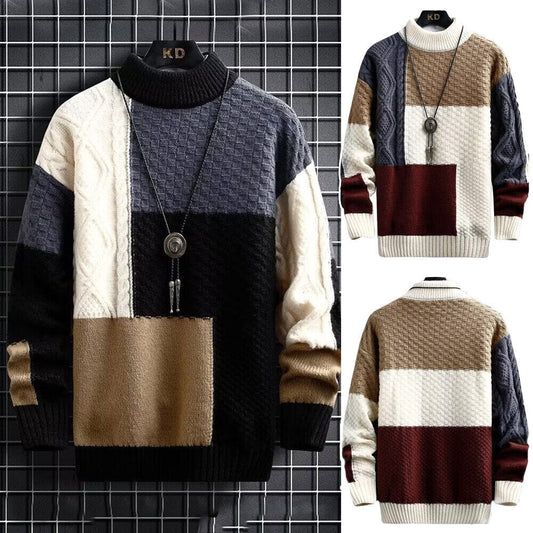 DAVID - Patchwork Jacquard Strickpullover