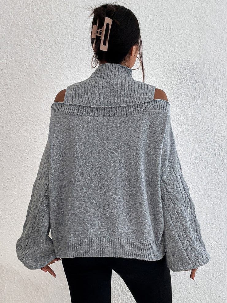 Elle&Vire® Grauer Pullover mit offenen Schultern