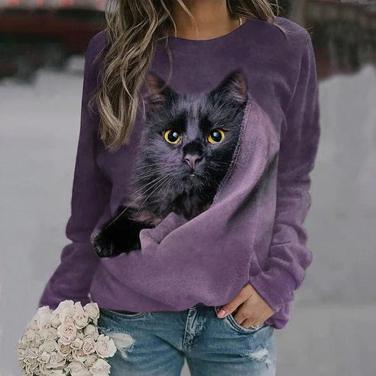 Elle&Vire® - Lässiges Sweatshirt mit Katzenprint