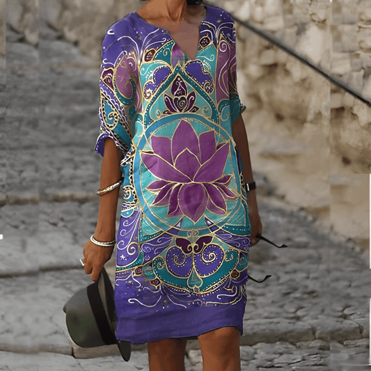 Eva Janssen® - Stilvolles Kleid mit spirituellem Print