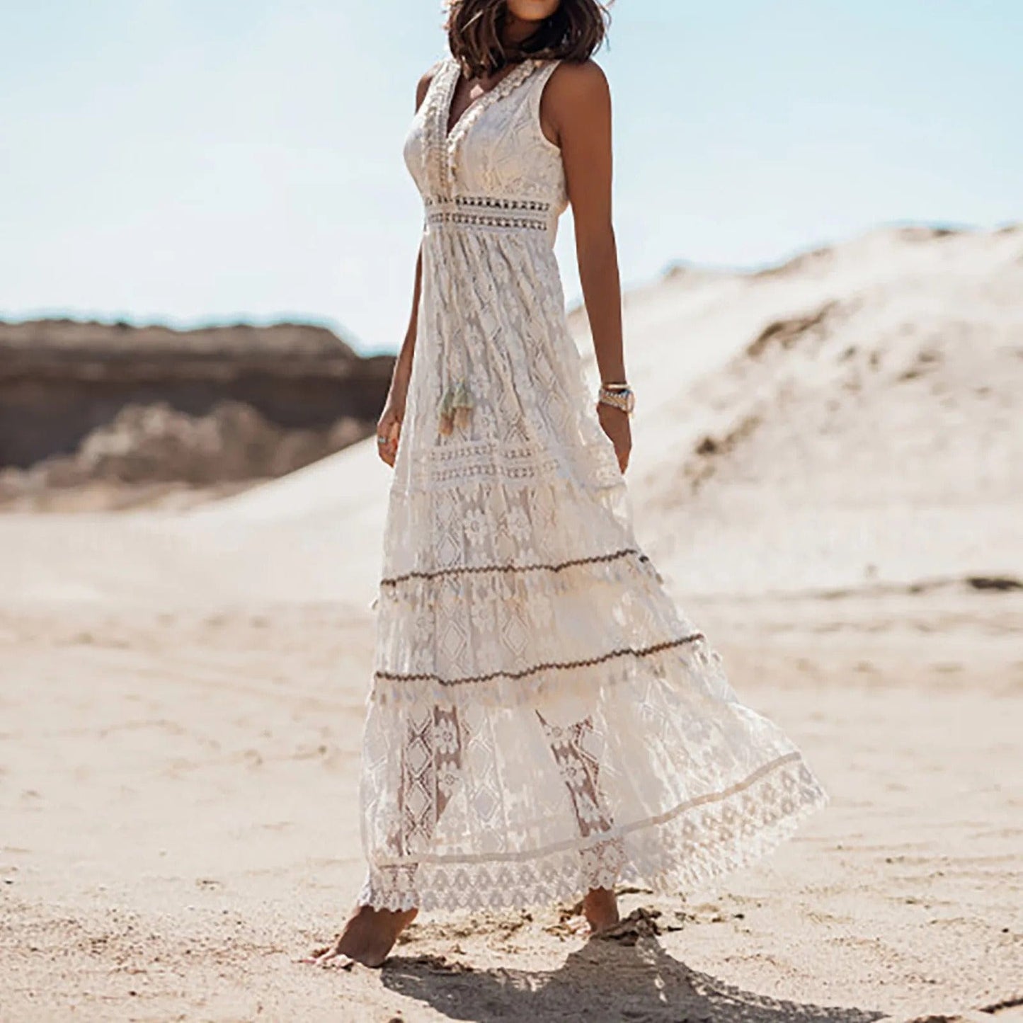 HAIZELLE - Kleid im Boho-Stil mit Spaghettiträgern