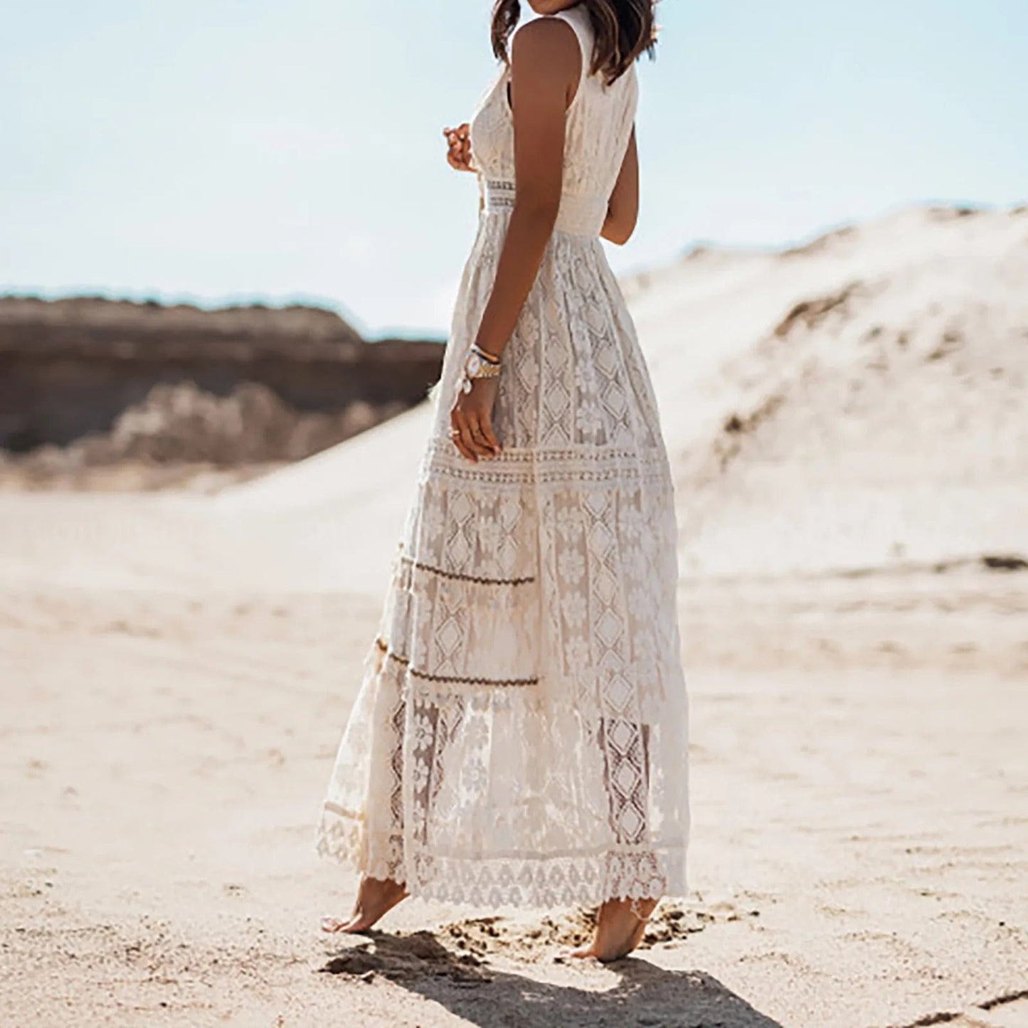 HAIZELLE - Kleid im Boho-Stil mit Spaghettiträgern