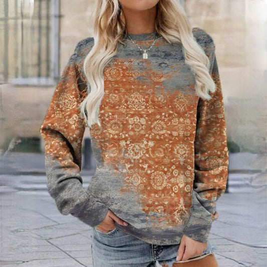 Inès Lavigne® - Brauner Pullover mit Mandala-Druck