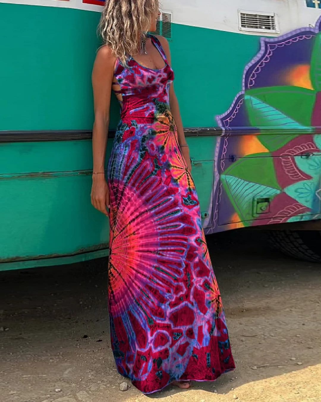 Layiah - Maxikleid mit Schnürung und Tie-Dye-Print