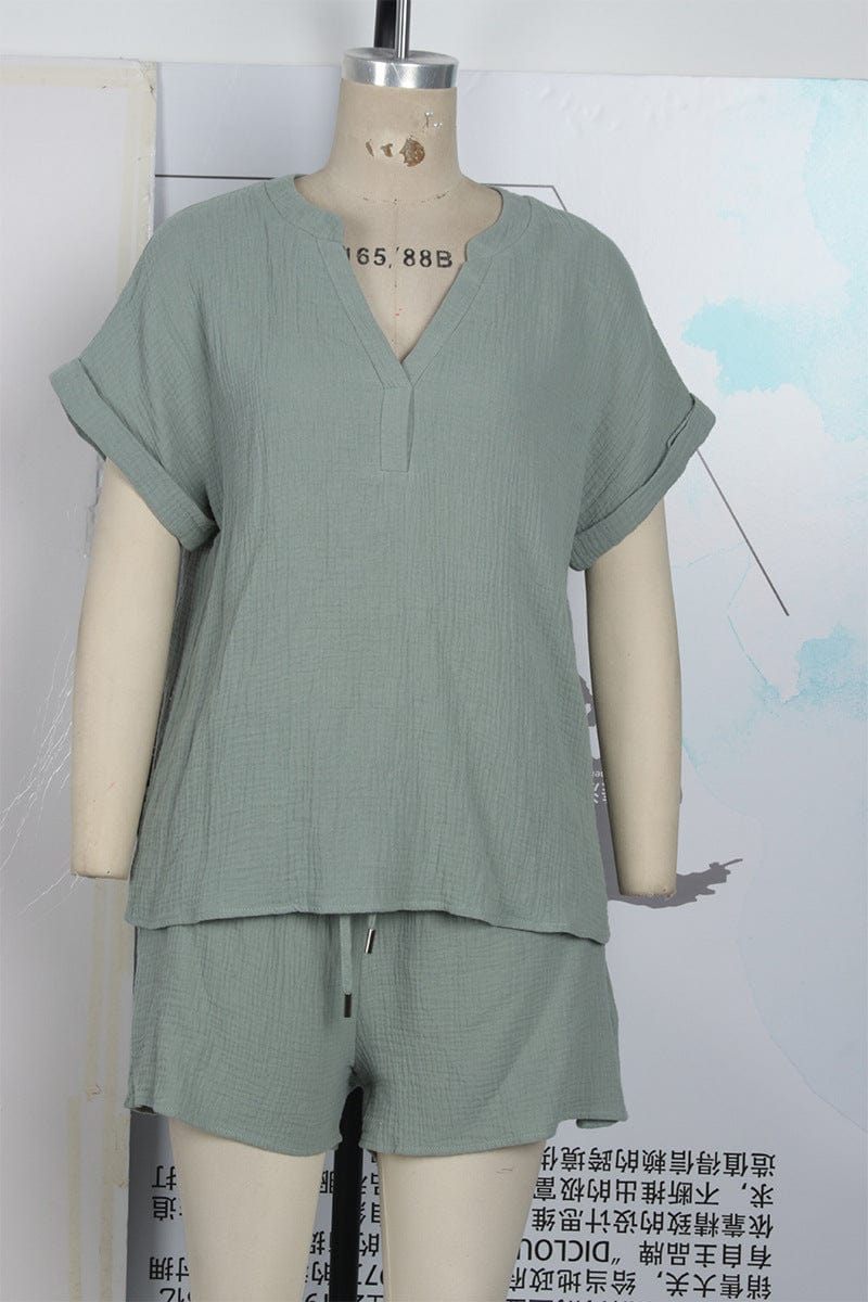 LEA - Leinenhemd und Shorts Set