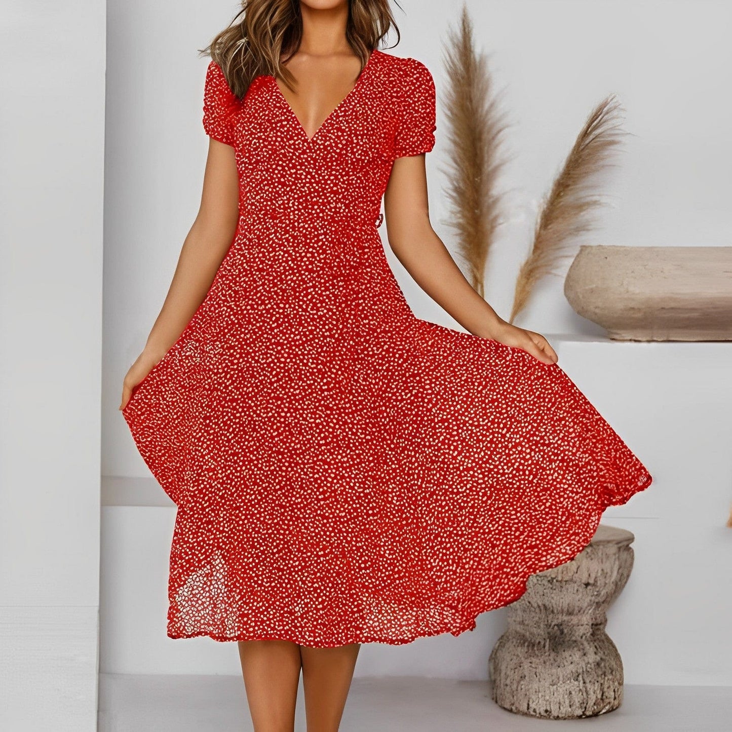 Lucia Comér® - Elegantes rotes Sommerkleid