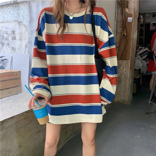 NADIA - Vintage Langarmgestreifter Pullover