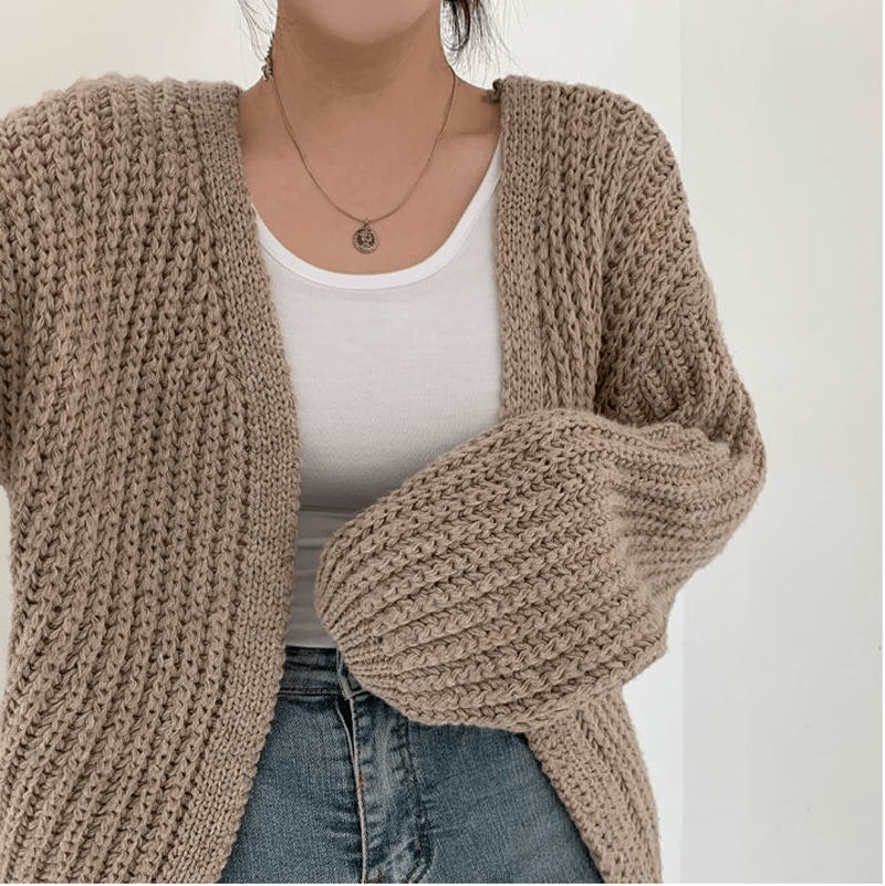 OLIVE - Koreanischer Vintage-Strick-Cardigan
