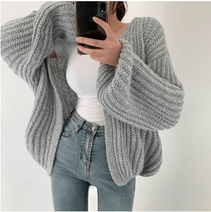 OLIVE - Koreanischer Vintage-Strick-Cardigan