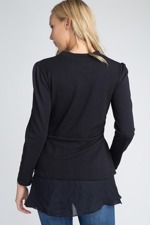 Olivia: Best Seller Damen Langarmshirt mit Rüschen, Elegantes Oberteil