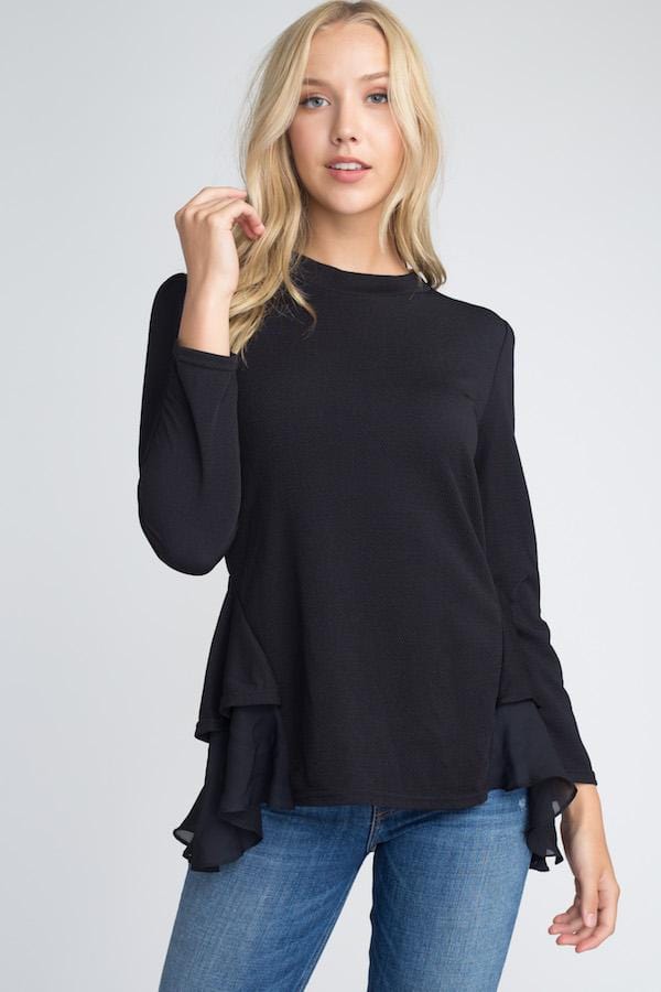 Olivia: Best Seller Damen Langarmshirt mit Rüschen, Elegantes Oberteil