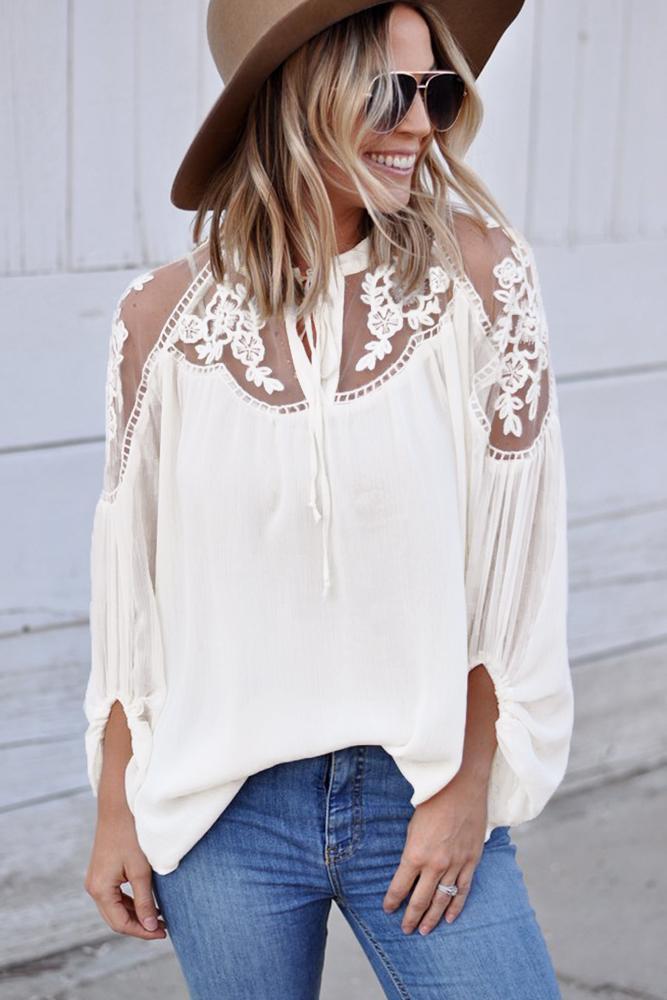 Olivia Chic White Lace Blouse