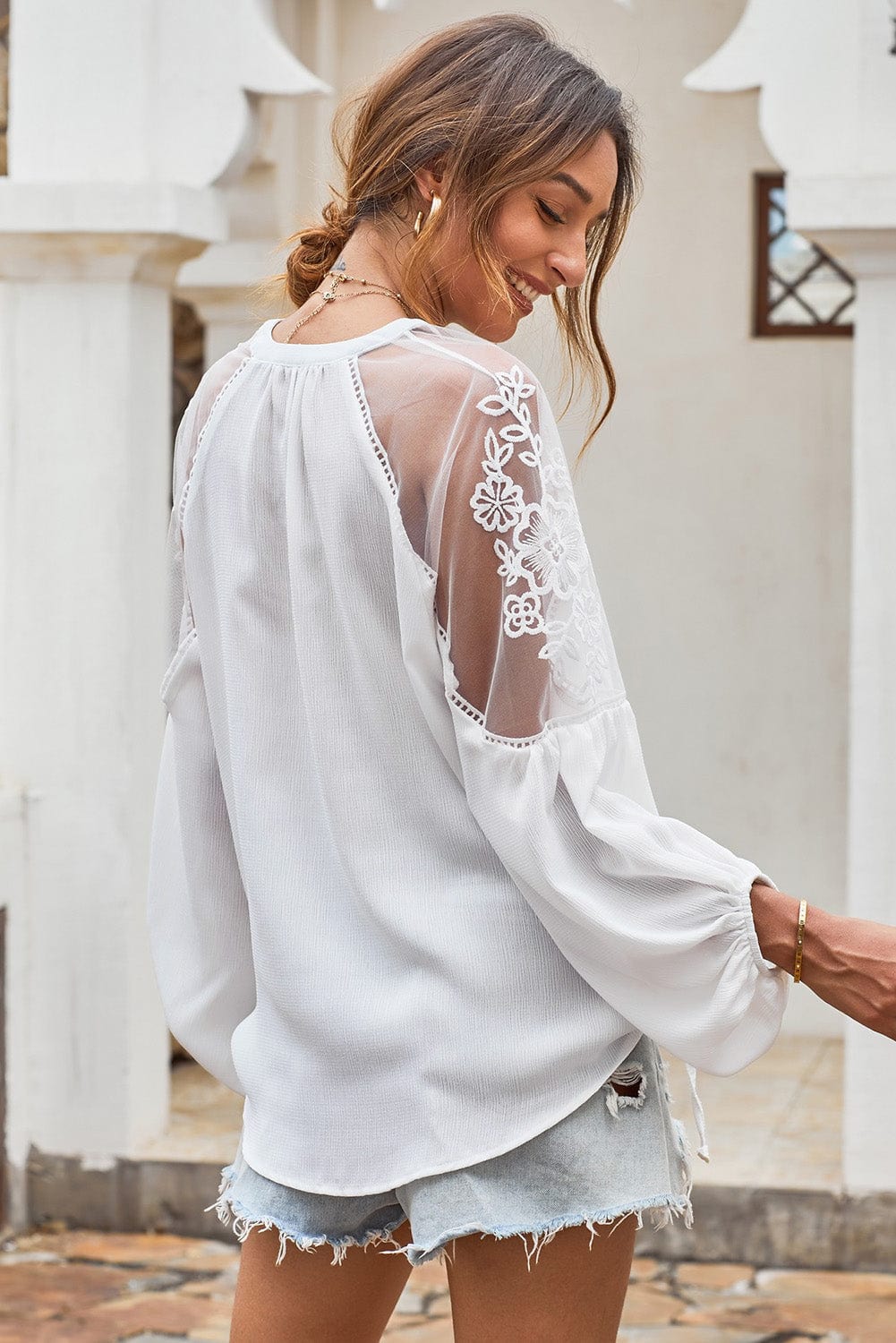 Olivia Chic White Lace Blouse