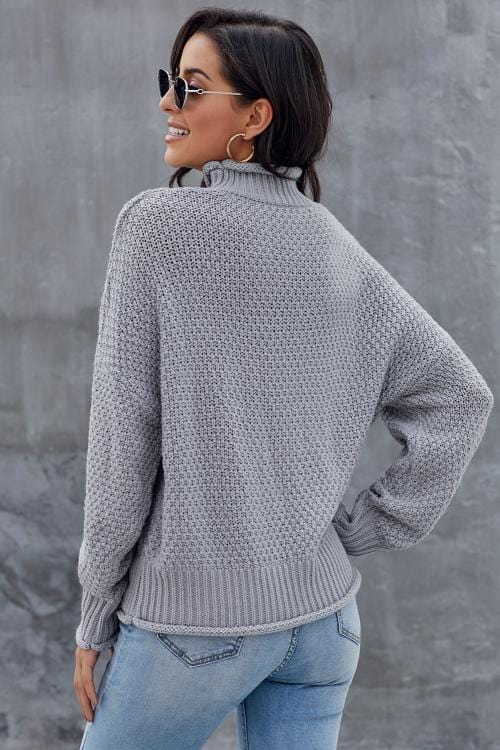 Olivia: Damenpullover in Grau, Langärmeliger Rollkragenpullover