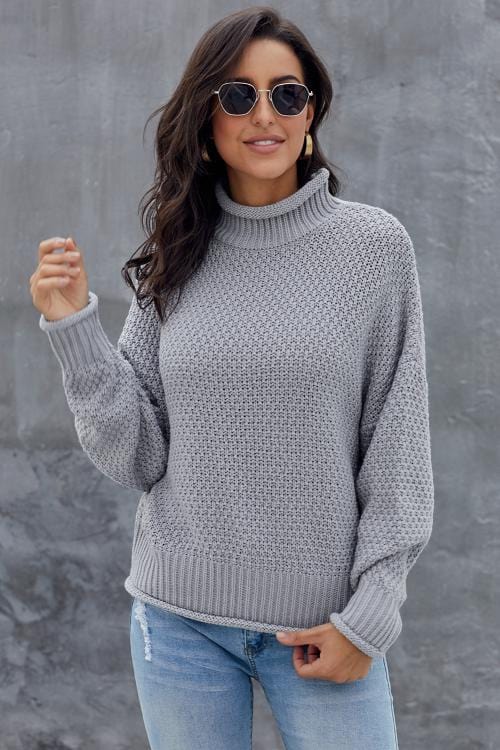 Olivia: Damenpullover in Grau, Langärmeliger Rollkragenpullover